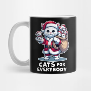 Cats For Everybody, Cat Santa Carries Cute Gift Kittens for everybody for Christmas, funny graphic tshirt for Cat Lovers Mug